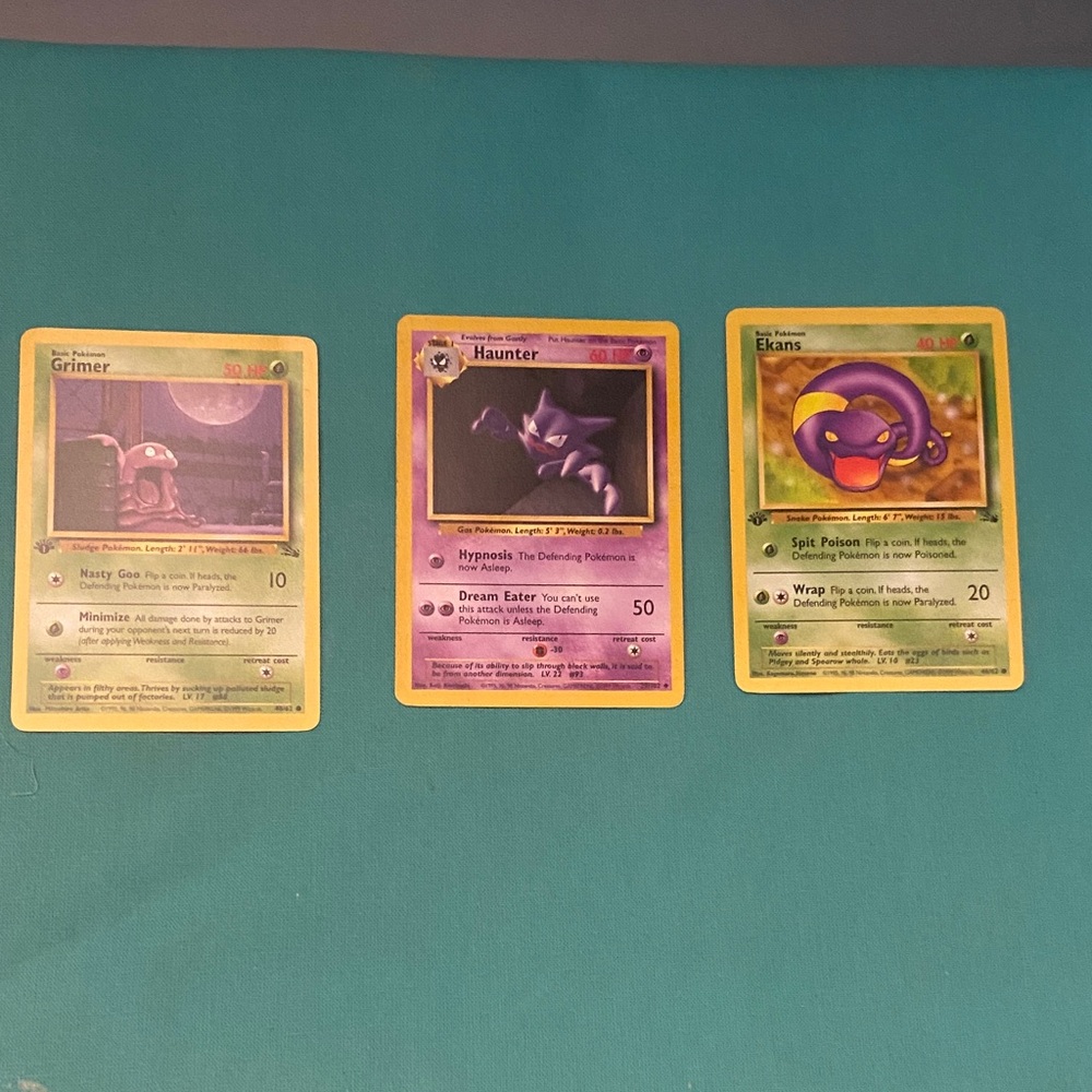 Vintage Pokémon Cards - Grimer, Haunter, Ekans (Green/Purple)